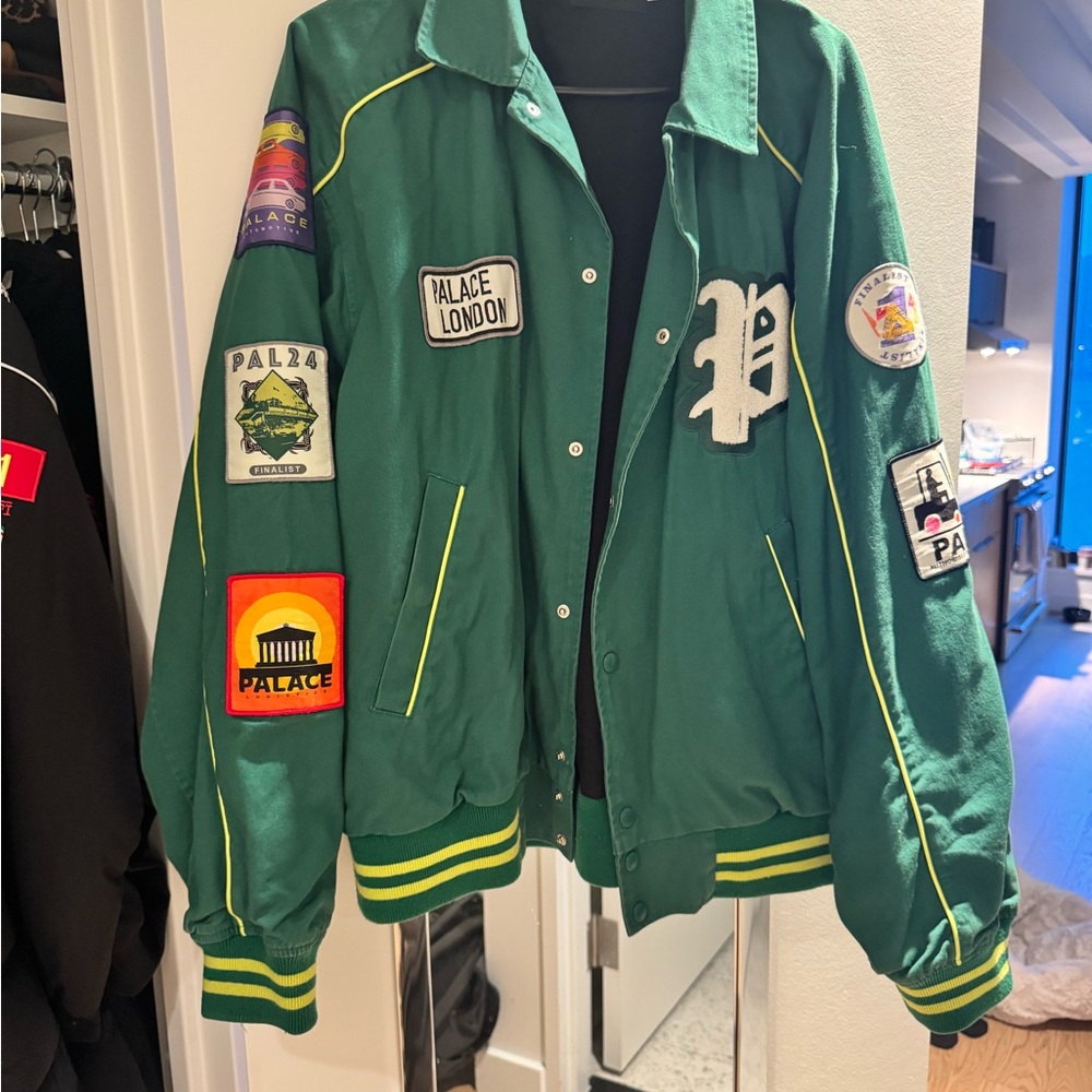 PALACE Green Varsity Bomber Jacket with Patches